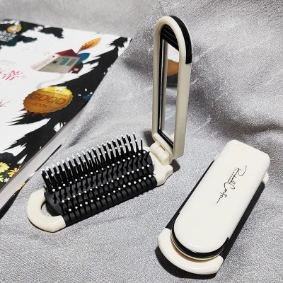 Расческа для волос складная массажная с выдвижным зеркалом Mini Hair Brush Top