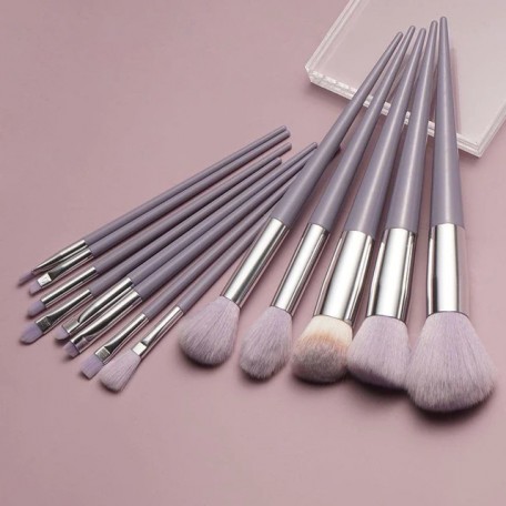 Набор кистей для макияжа в мешочке Make Up 13 штук Фиолетовый