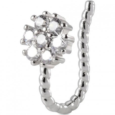 Jewelry earring cuff clip piercing septum trompe l'oeil in the wing of the nose made of medical steel JBH105T Silver