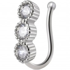 Jewelry earring cuff clip piercing septum trompe l'oeil in the wing of the nose made of medical steel JBH109T Silver