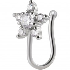 Jewelry earring cuff clip piercing septum trompe l'oeil in the wing of the nose made of medical steel JBH113T Silver