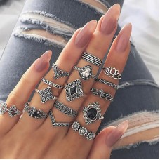 Stainless steel ring set Bohemian Style A Stainless steel ring set Bohemian Style A