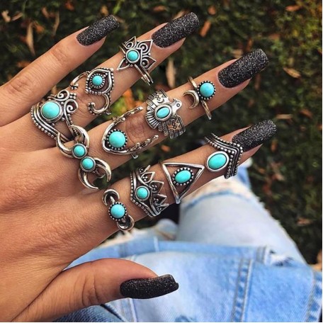 Набор колец из нержавеющей стали Bohemian Vintage 27