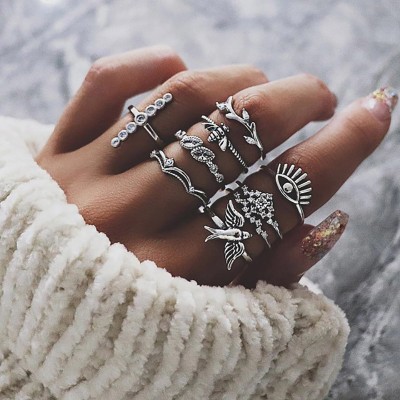 Набор колец из нержавеющей стали Bohemian Vintage 32