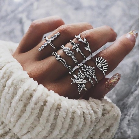 Набор колец из нержавеющей стали Bohemian Vintage 32