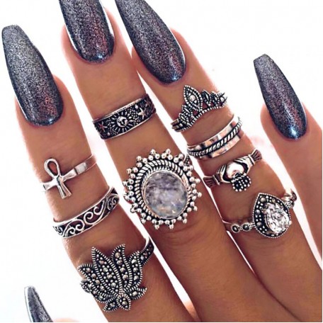 Набор колец из нержавеющей стали Bohemian Vintage 33