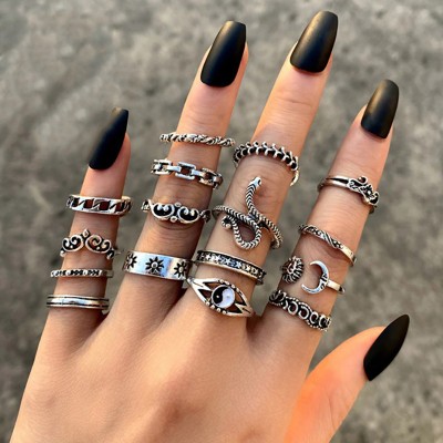 Набор колец из нержавеющей стали Punk Gothic 54168