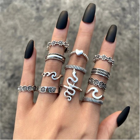 Набор колец из нержавеющей стали Punk Gothic 54439