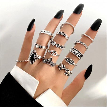 Набор колец из нержавеющей стали Punk Gothic 55289