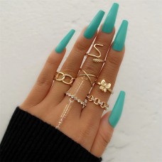 Набор колец из нержавеющей стали Rhinestones KME0863-01