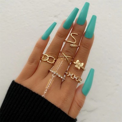 Набор колец из нержавеющей стали Rhinestones KME0863-01
