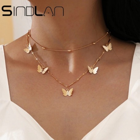 Колье двойное из медицинской стали Sindlan Butterflies X0732