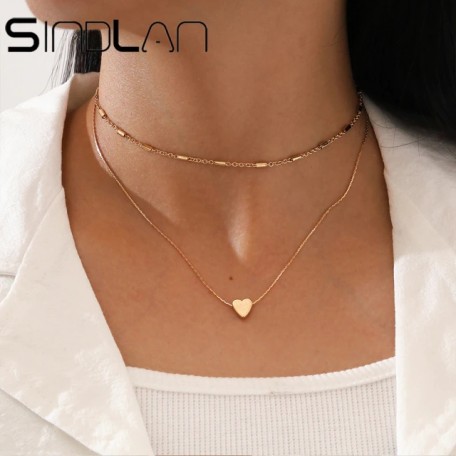 Колье двойное из медицинской стали Sindlan Heart X0744