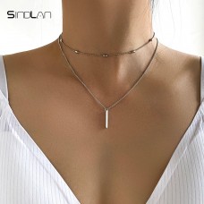 Double necklace made of medical steel Sindlan Nail X8764 Silver