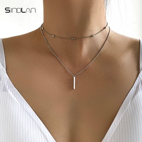 Колье двойное из медицинской стали Sindlan Nail X8764 Silver