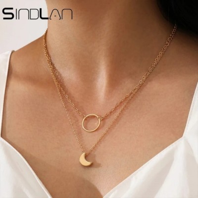 Колье двойное из медицинской стали Sindlan Ring Moon X0728