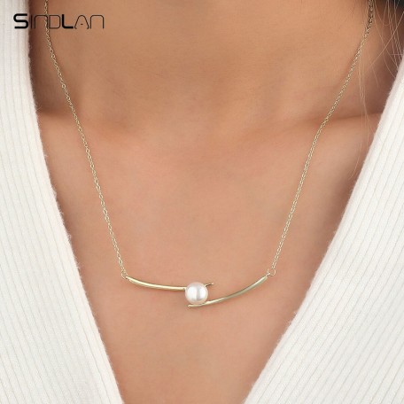 Колье одинарное из медицинской стали Pearl X1264HB