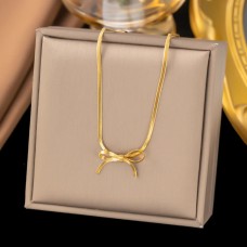 Колье одинарное из медицинской стали Titanium Bow S0037 Gold