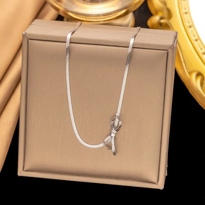 Колье одинарное из медицинской стали Titanium Bow S0037 Silver