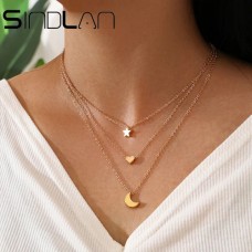 Triple necklace made of medical steel Sindlan Star Heart Moon X0705 Triple necklace made of medical steel Sindlan Star Heart Moon X0705