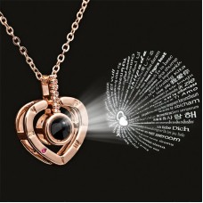 Pendant with a projection in 100 languages "I love you" Rose Gold-01 Pendant with a projection in 100 languages "I love you" Rose Gold-01