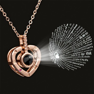 Кулон с проекцией на 100 языках «Я люблю тебя» Rose Gold-01