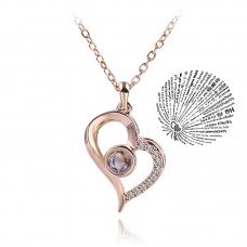 Pendant with a projection in 100 languages "I love you" Rose Gold-02