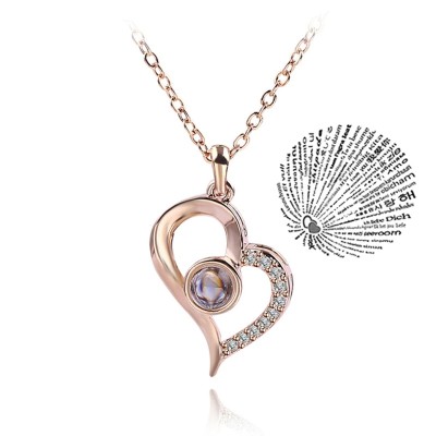 Кулон с проекцией на 100 языках «Я люблю тебя» Rose Gold-02