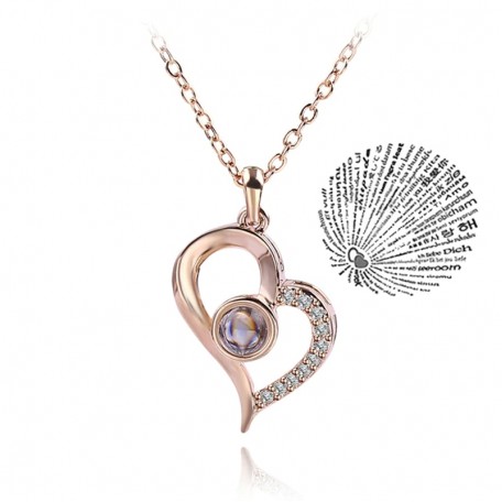 Кулон с проекцией на 100 языках «Я люблю тебя» Rose Gold-02