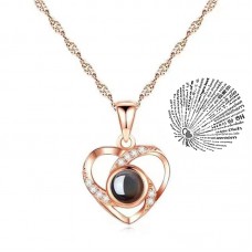 Pendant with a projection in 100 languages "I love you" Rose Gold-05