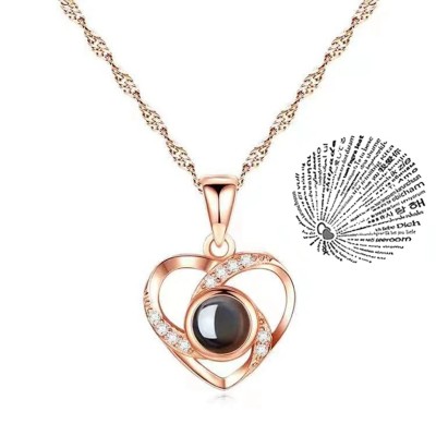 Кулон с проекцией на 100 языках «Я люблю тебя» Rose Gold-05