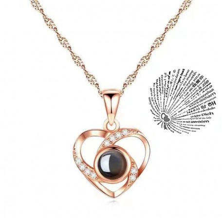 Кулон с проекцией на 100 языках «Я люблю тебя» Rose Gold-05