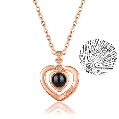 Кулон с проекцией на 100 языках «Я люблю тебя» Rose Gold-12