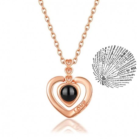 Кулон с проекцией на 100 языках «Я люблю тебя» Rose Gold-12