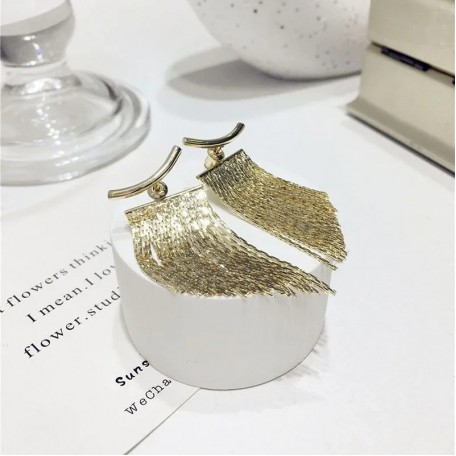 Бижутерия серьги-клипсы-каффы из медицинской стали Bling Tassel S0053 Gold