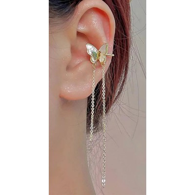 Бижутерия серьги-клипсы-каффы из медицинской стали Butterfly 3506 Gold