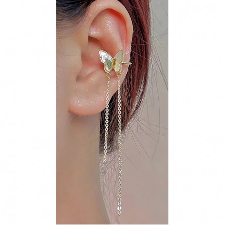 Бижутерия серьги-клипсы-каффы из медицинской стали Butterfly 3506 Gold