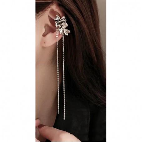 Бижутерия серьги-клипсы-каффы из медицинской стали Butterfly 4345 Silver
