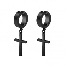 Jewelry clip-on earrings made of medical steel Cross EH041-02 Black