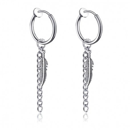 Бижутерия серьги-клипсы-каффы из медицинской стали Feather EH029-02 Silver