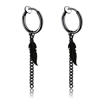 Бижутерия серьги-клипсы-каффы из медицинской стали Feather EH029-04 Black