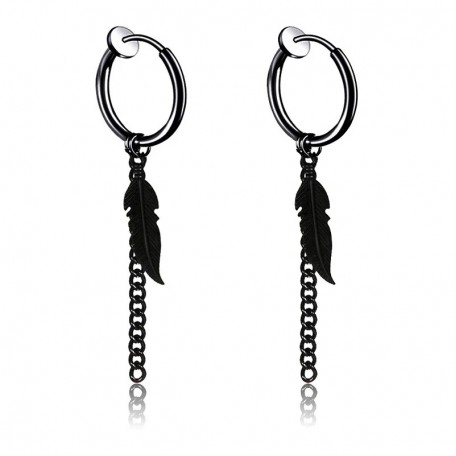 Бижутерия серьги-клипсы-каффы из медицинской стали Feather EH029-04 Black