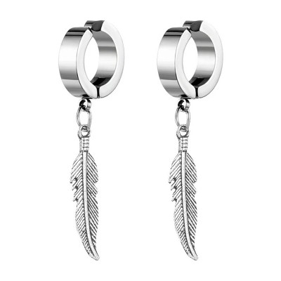 Бижутерия серьги-клипсы-каффы из медицинской стали Feather EH118-03 Silver
