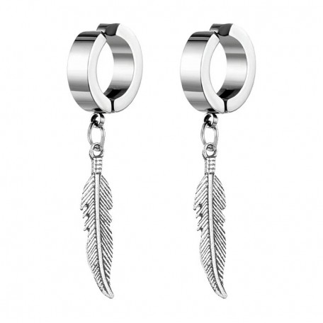 Бижутерия серьги-клипсы-каффы из медицинской стали Feather EH118-03 Silver