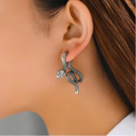 Бижутерия серьги-клипсы-каффы из медицинской стали Gothic Snake VGE277-1 Silver