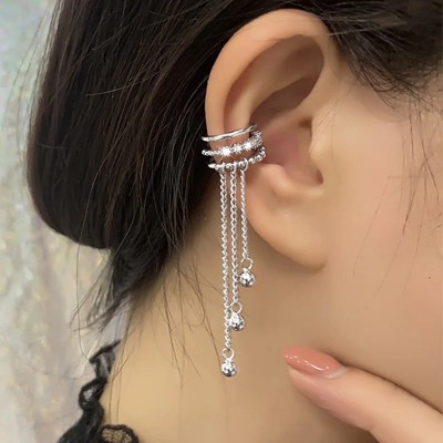 Бижутерия серьги-клипсы-каффы из медицинской стали K-pop 041-1 Silver