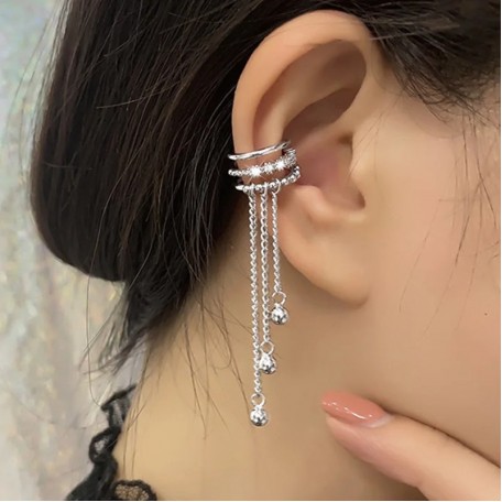 Бижутерия серьги-клипсы-каффы из медицинской стали K-pop 041-1 Silver
