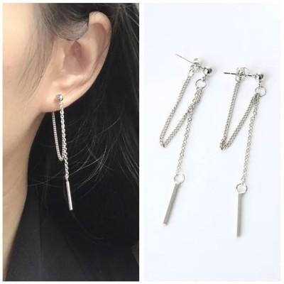 Бижутерия серьги-клипсы-каффы из медицинской стали Nail 3119 Silver