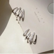 Бижутерия серьги-клипсы-каффы из медицинской стали Rhinestone Z0300 Silver