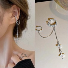 Jewelry clip-on earrings made of medical steel Shiny Cross 6009-S1 Silver Jewelry clip-on earrings made of medical steel Shiny Cross 6009-S1 Silver